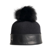 ORLANA-P ORMOS BONNET EN CUIR AVEC POMPON EN FOURRURE RECYCLÉE