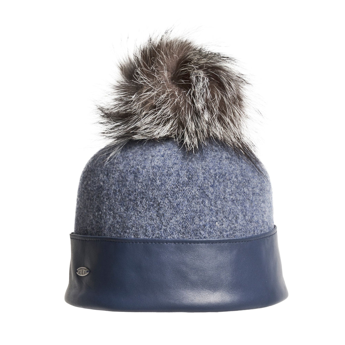 ORLANA-P ORMOS BONNET EN CUIR AVEC POMPON EN FOURRURE RECYCLÉE