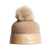 ORLANA-P ORMOS BONNET EN CUIR AVEC POMPON EN FOURRURE RECYCLÉE