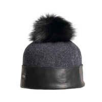 ORLANA-P ORMOS BONNET EN CUIR AVEC POMPON EN FOURRURE RECYCLÉE