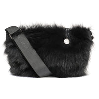 MOON F - LEATHER SATCHEL BAG W UPCYCLED FUR