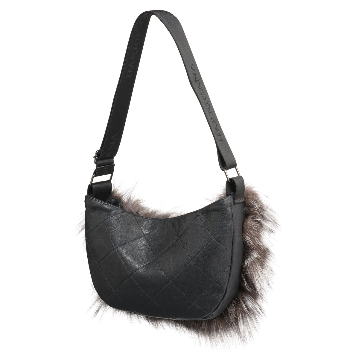 MOON F - LEATHER SATCHEL BAG W UPCYCLED FUR