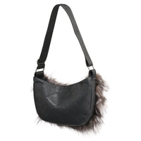 MOON F - LEATHER SATCHEL BAG W UPCYCLED FUR