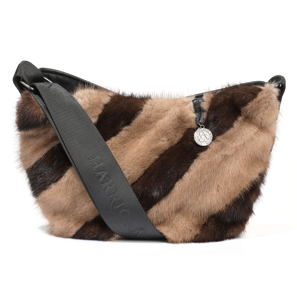 MOON F - LEATHER SATCHEL BAG W UPCYCLED FUR