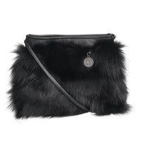 BONNIE F - FLAT CROSSBODY BAG W UPCYCLED FUR