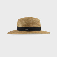 BARB - BOATER HAT WITH GROSGRAIN TRIM
