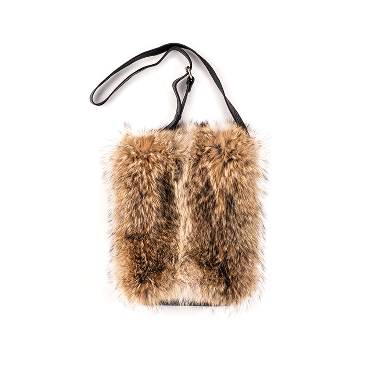 CROSSBODY BAG W DETACHABLE UPCYCLED FUR  - LARGE