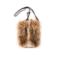 CROSSBODY BAG W DETACHABLE UPCYCLED FUR  - LARGE