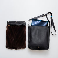 CROSSBODY BAG W DETACHABLE UPCYCLED FUR  - LARGE