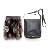 CROSSBODY BAG W DETACHABLE UPCYCLED FUR  - LARGE