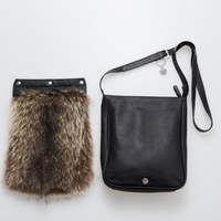 CROSSBODY BAG W DETACHABLE UPCYCLED FUR  - LARGE